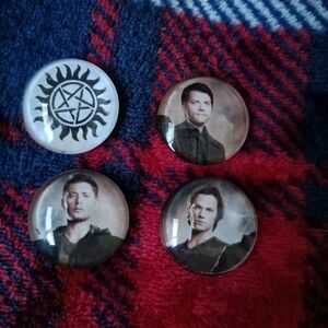 Supernatural Set Of 4 Character Custom Glass Magnets Sam, Dean, Castiel ECT.